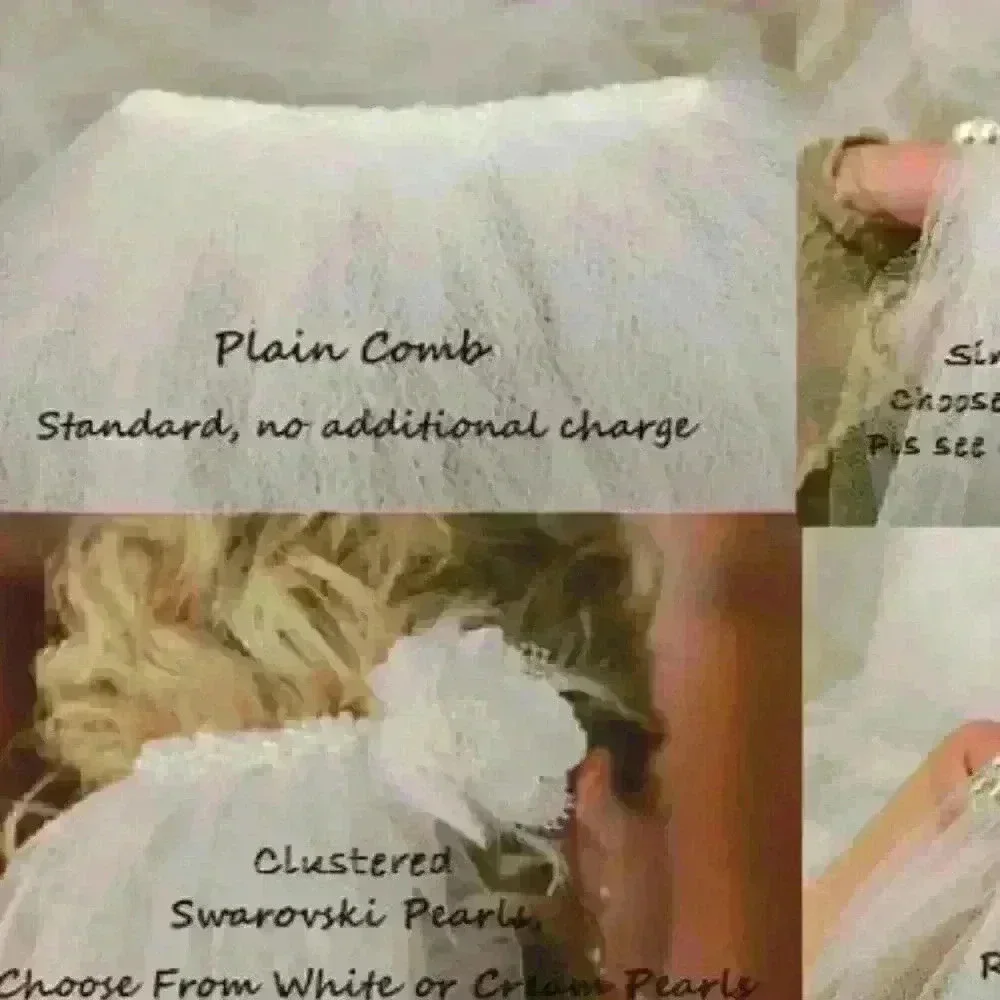 Chapel Length Veil 90 inches White Bride Bridal - Picture 3 of 3